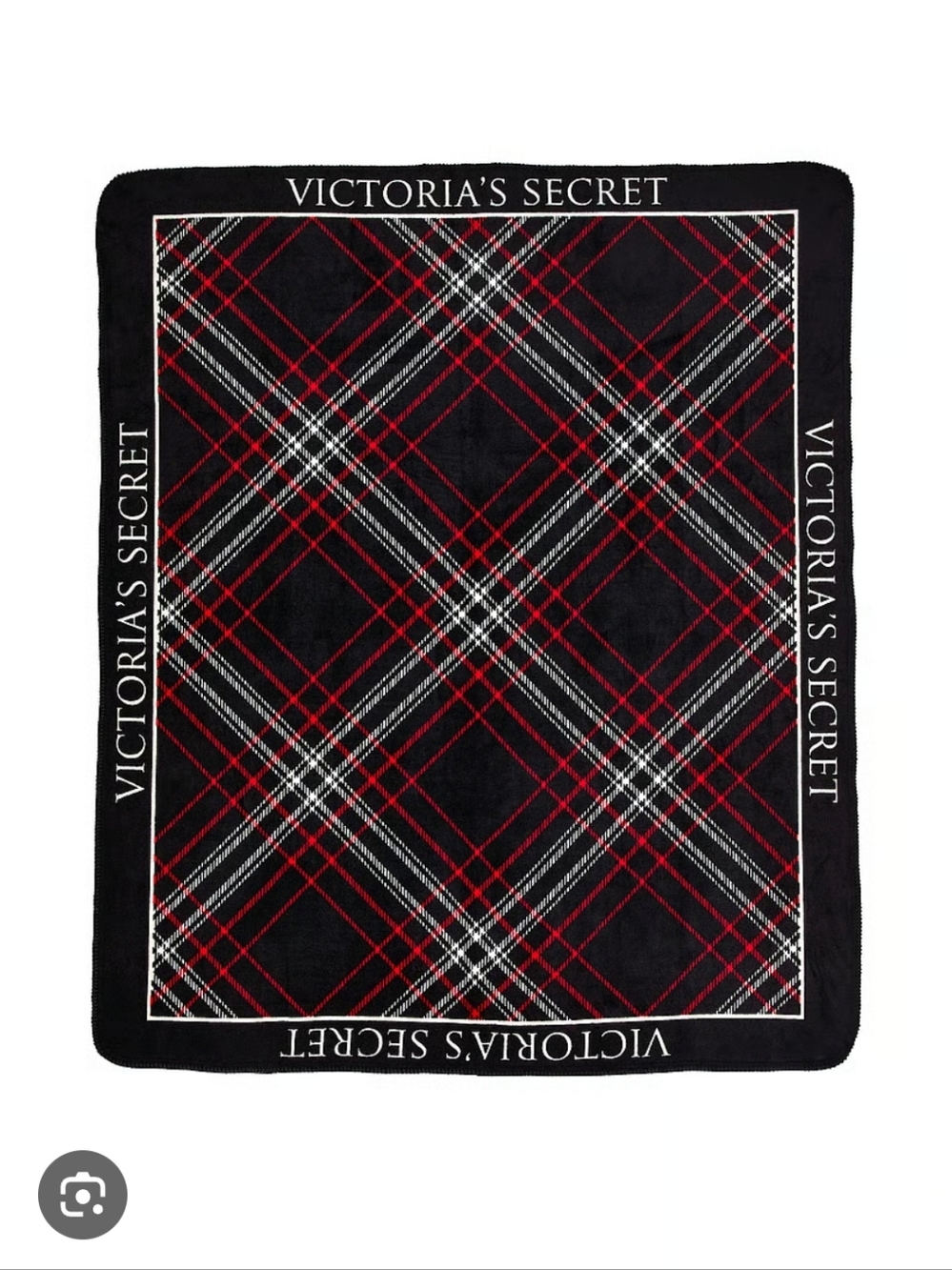Victoria's Secret Plaid Cozy-Fleece Blanket - Black, Red, White